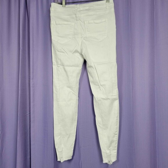 Boom Boom Jeans White Distressed With Cross-stitch Pattern - Picture 2 of 4